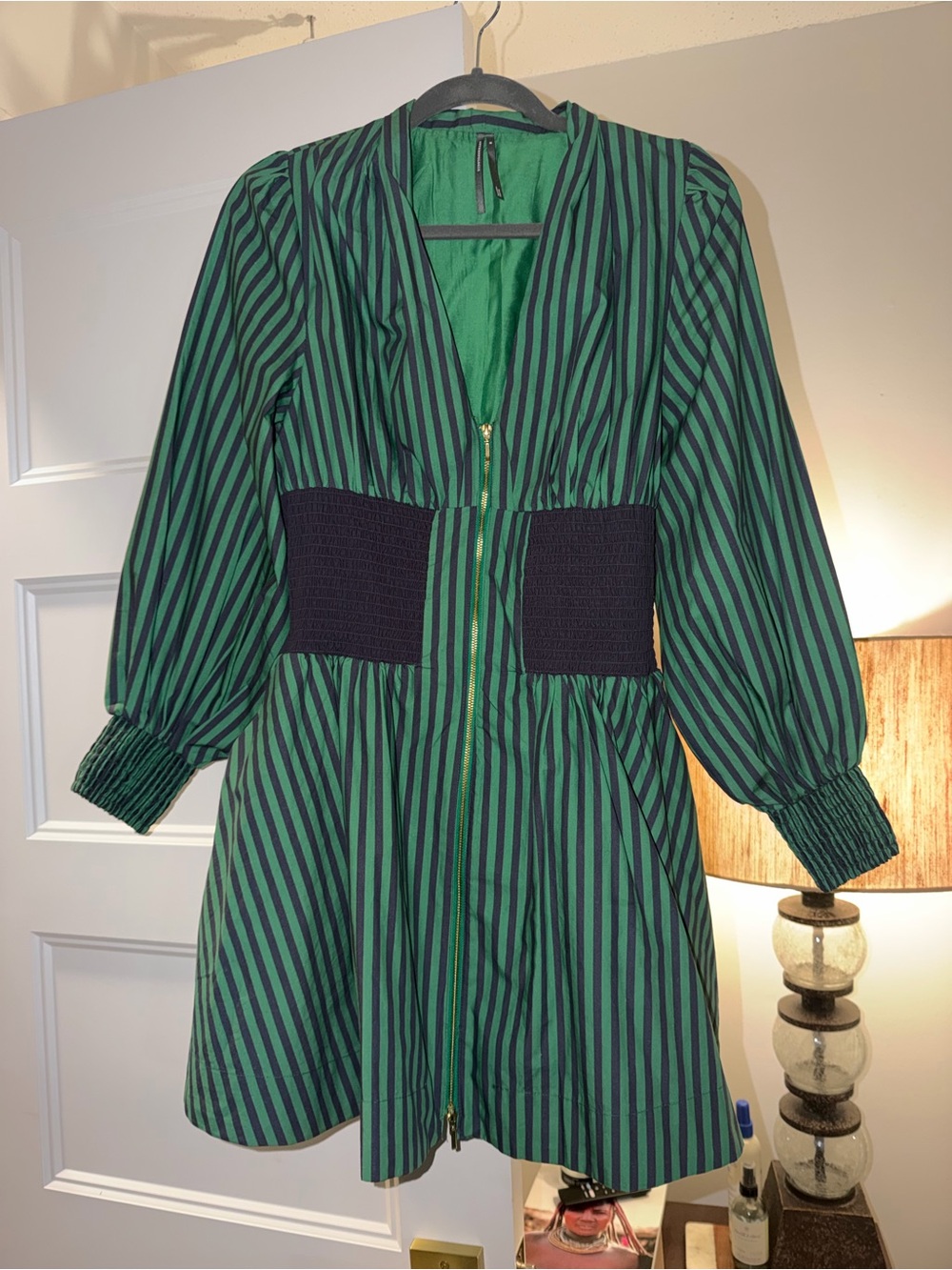 The Tommie long sleeve smocked front zip mini shirt dress Anthropologie